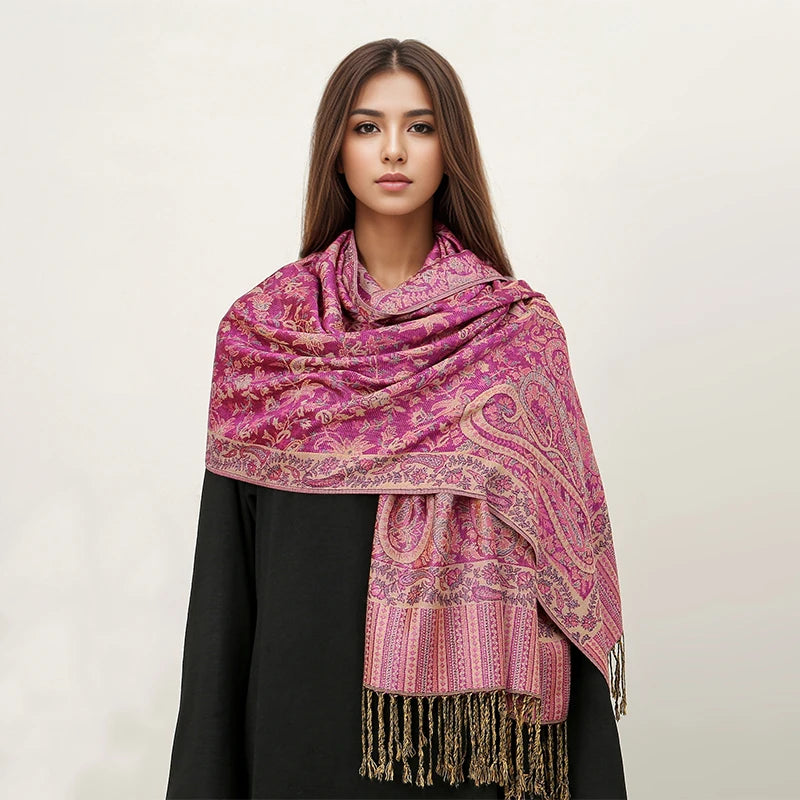 Damen Winterschal Kaschmir Jacquard Paisley lang Pashmina Bandana Foulard Luxus