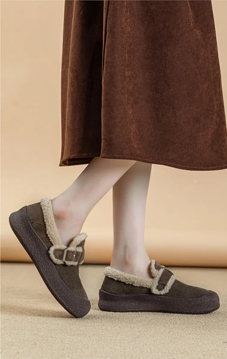 AIYUQI Women Sneakers Winter 2024 New Velvet Genuine Leather Beanie Shoes Women Flat Large Size Women Casual Shoes