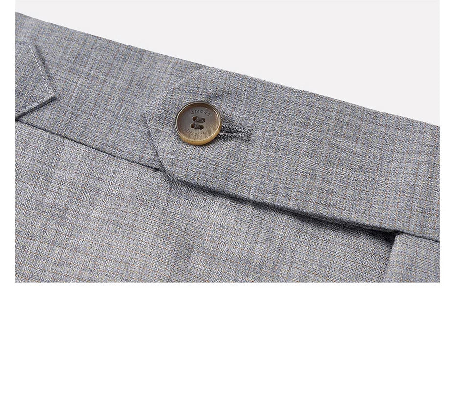 Herren-Sommerhose aus 100% Baumwolle – Dünne, knöchellange Anzughose in Slim-Fit für smarte Casual-Looks in Khaki, Grau oder Schwarz