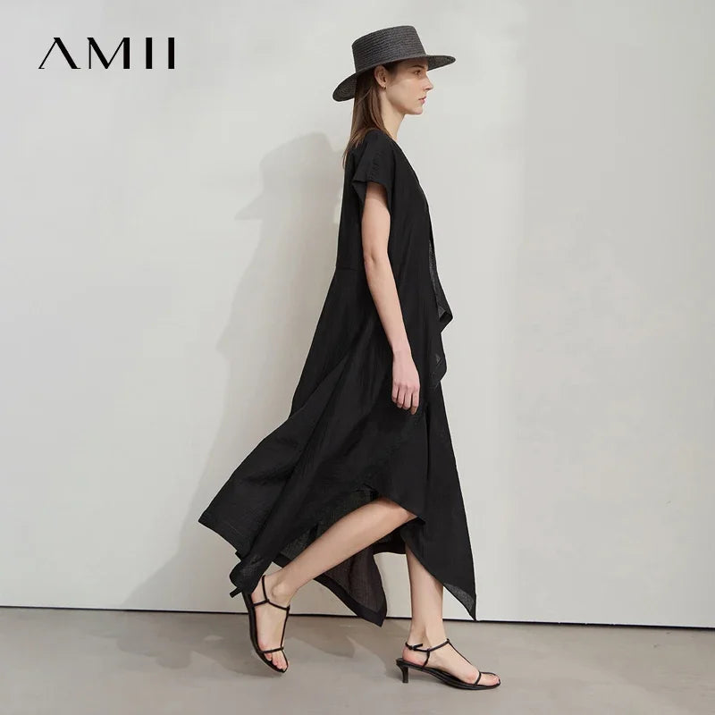 Elegantes Damen Chiffon Kleid Mit V-Ausschnitt Für Büro Und Freizeit