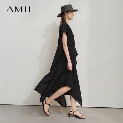 Elegantes Damen Chiffon Kleid Mit V-Ausschnitt Für Büro Und Freizeit
