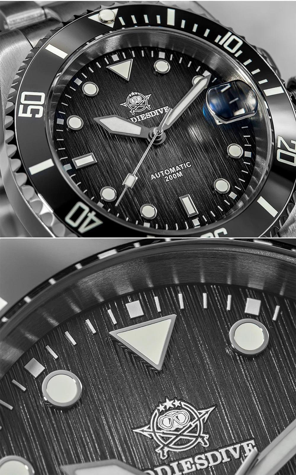 Herren Automatikuhr mechanisch Saphirglas 8215 200m wasserdicht Leuchtzeiger Edelstahl