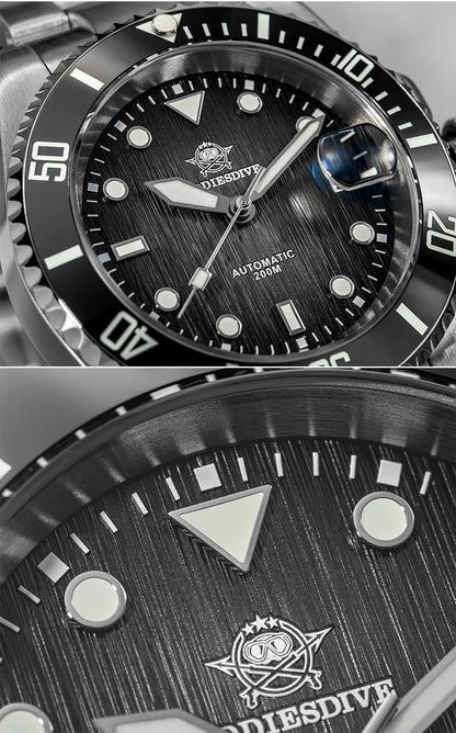 Herren Automatikuhr mechanisch Saphirglas 8215 200m wasserdicht Leuchtzeiger Edelstahl