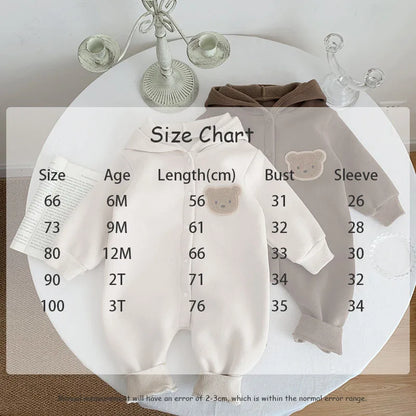 Kleinkind Overall mit Kapuze im Bären-Design für Neugeborene und Babys