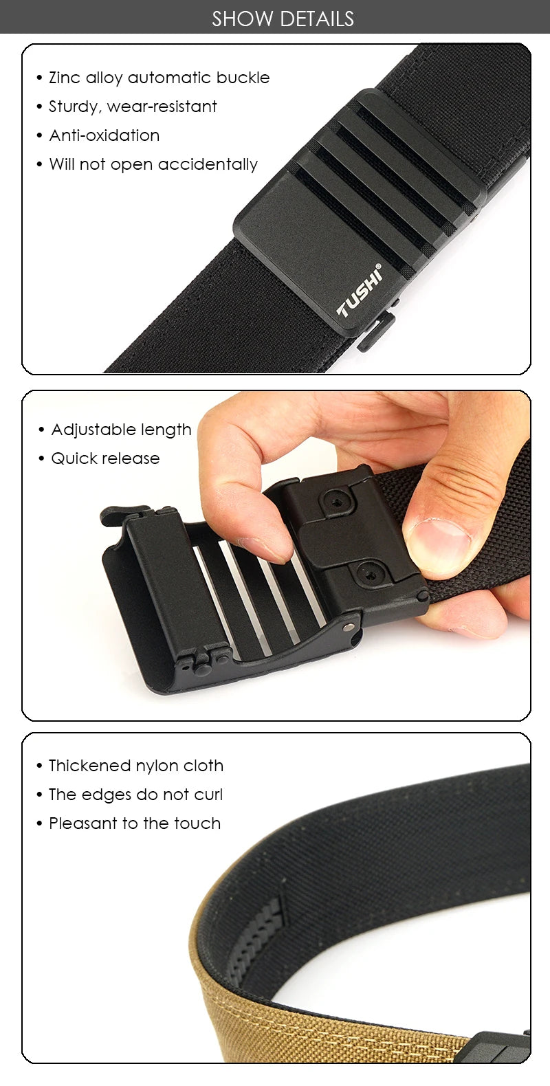 Herren-Taktischer Gürtel aus Nylon mit matte Metall-Schnalle und 43 mm Breite für Alltag und Freizeit