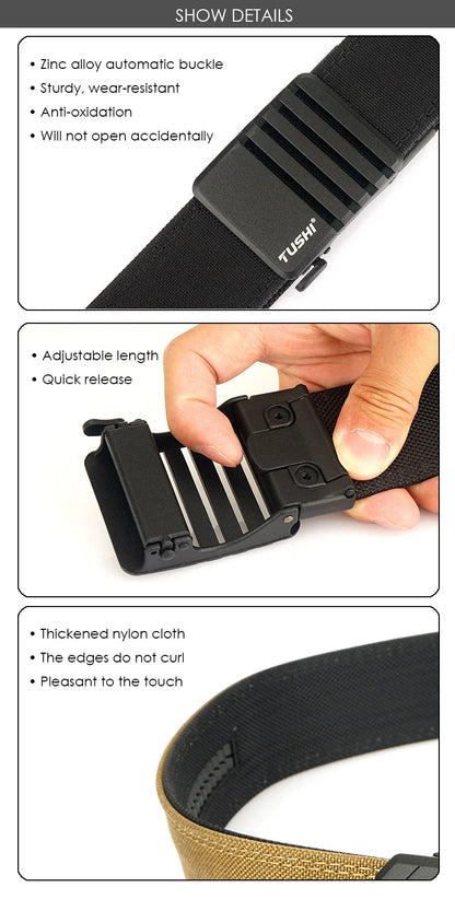 Herren-Taktischer Gürtel aus Nylon mit matte Metall-Schnalle und 43 mm Breite für Alltag und Freizeit
