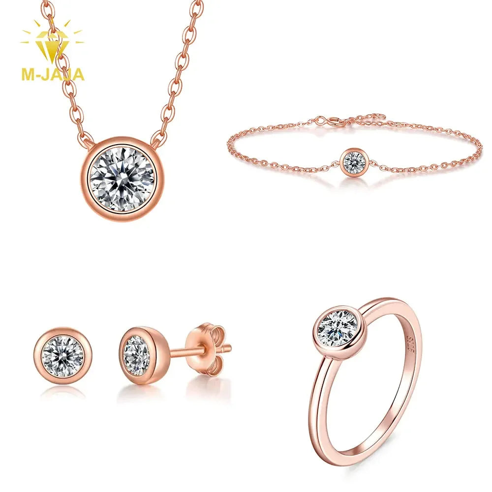 Schmuckset Damen in Roségoldoptik: Halskette, Ohrringe, Ring und Armband
