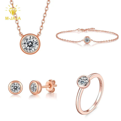 Damen-Schmuckset Halskette Ohrringe und Ring mit Moissanit