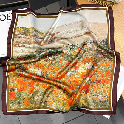 Damen Seidenschal quadratisch Halstuch Bandana Hijab Pashmina Stirnband B