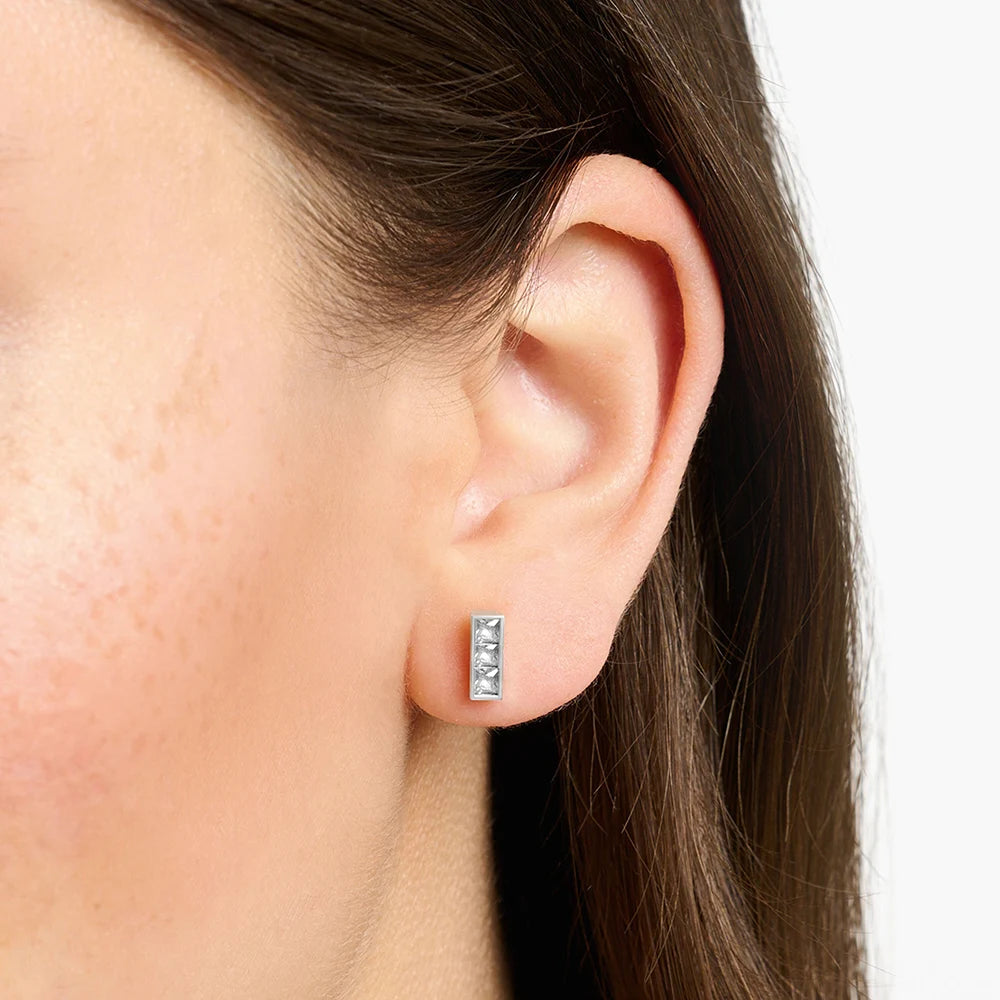 Damen-Ohrstecker weißer Zirkonia geometrisch aus Sterlingsilber
