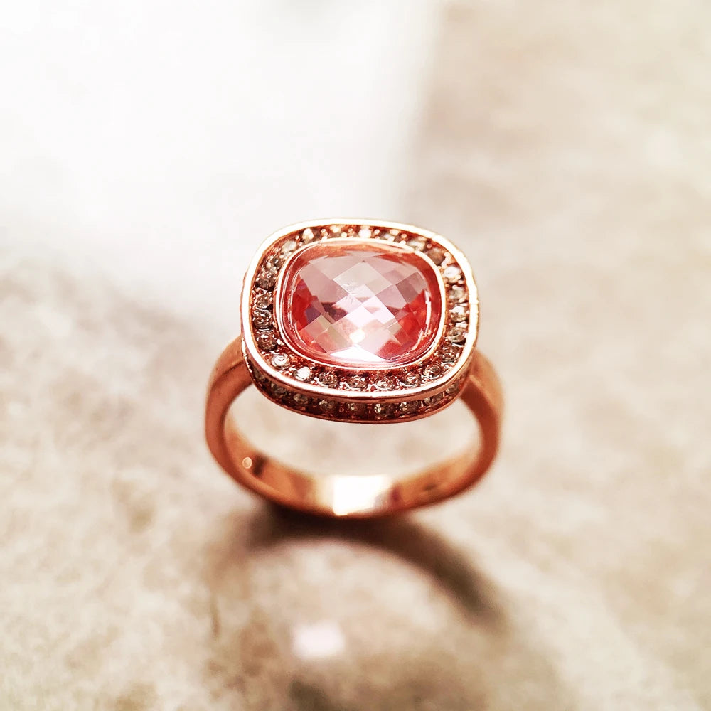 Damen-Ring Rose Gold rosa Zirkonia Frühling aus Sterlingsilber
