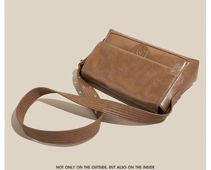 Damen Schultertasche aus Spaltleder und PU im Retro-Stil