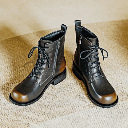 Damen Stiefeletten im Retro-Stil mit rutschfester Sohle und niedrigem Absatz