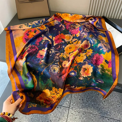 Damen Satin Seidenschal Hijab Sommer Sonnenschutz Strand Kopftuch Foulard
