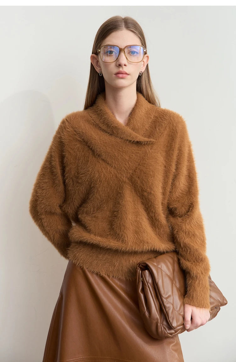 Damen-Rollkragenpullover locker Fledermausärmel Winter