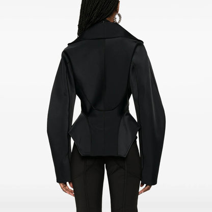 Ärmelloses Damen-Kleid mit 3D-Dekoration, Patchwork und Falten im eleganten Design mit U-Boot-Ausschnitt