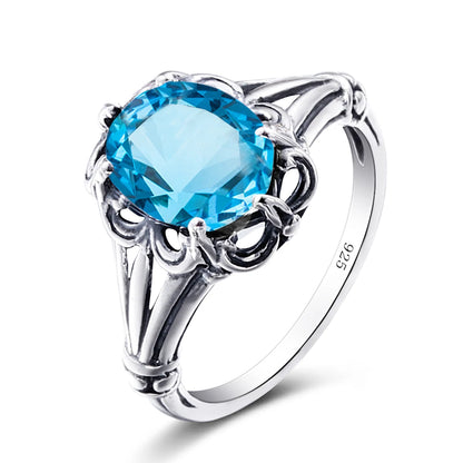 Damen-Eheringe Vintage Stil Aus 925er Sterlingsilber Mit Granatkristall Und Zirkonia