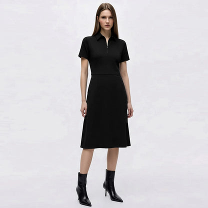 Elegantes Damen Midikleid Mit Reißverschluss Und Figurbetonter Taille