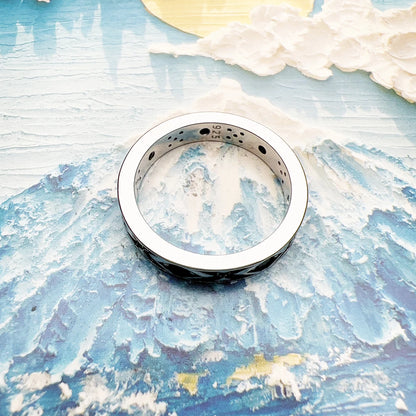 Damen-Ring schwarzes asiatisches Ornament ethnisch Sommer aus Sterlingsilber