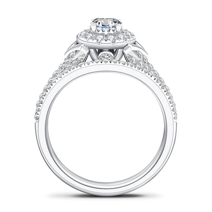 Verlobungsringe Paarset aus Moissanit und 925 Sterling Silber mit Zertifikat Premium Hochzeits Schmuck Geschenk