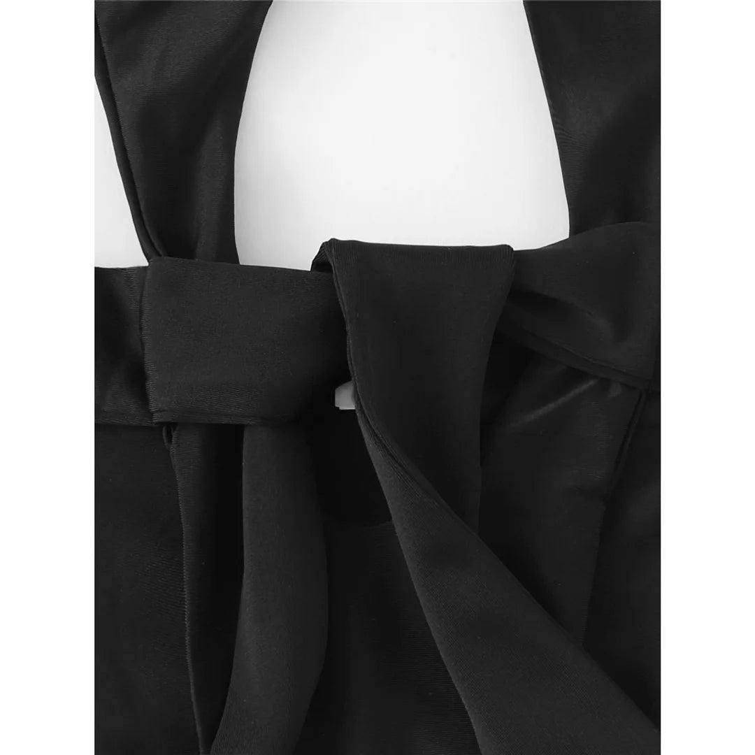 Damen Badeanzug Cut-Out Neckholder Trikini hoher Beinausschnitt Monokini gepolstert