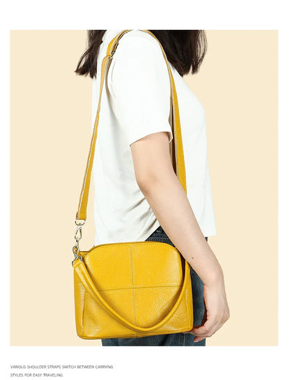 Damen-Schultertasche aus Leder Vintage Schwarz Großes Fassungsvermögen Crossbody-Tasche
