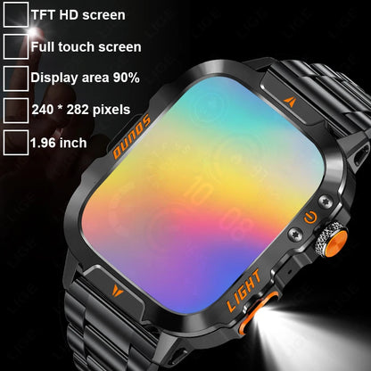 LIGE Neue Militärische Smart Uhr Männer LED Taschenlampe 420mAh Wasserdichte Outdoor Sport Bluetooth Anruf Smartwatch Für Huawei Xiaomi