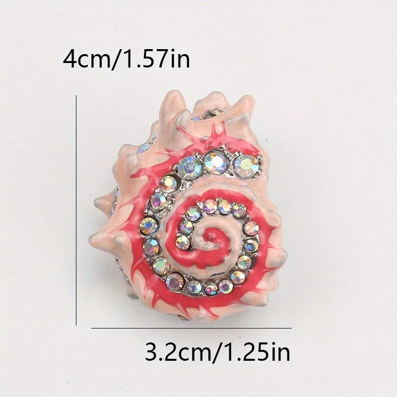 Brosche Muschel Emaille Strass Meeresmotiv Ozean Anstecknadel Damen