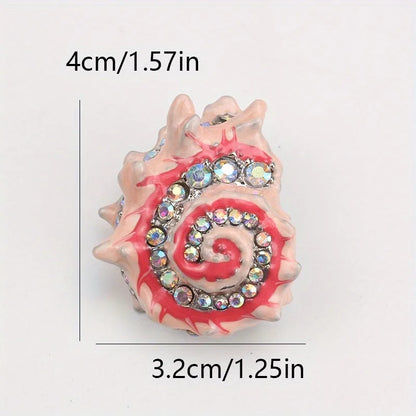 Brosche Muschel Emaille Strass Meeresmotiv Ozean Anstecknadel Damen