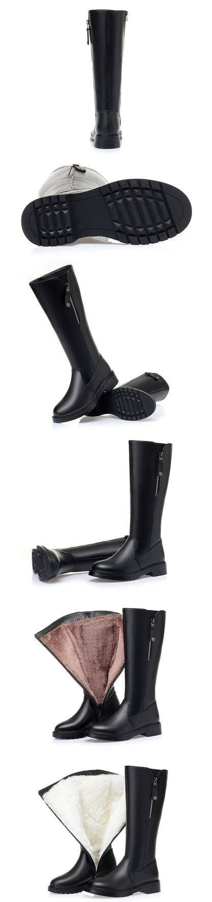 AIYUQI Women Long Boots Genuine Leather 2025 New Fashion Winter Warm Women's High Boots Large Size Non-Slip Women's Snow Boots