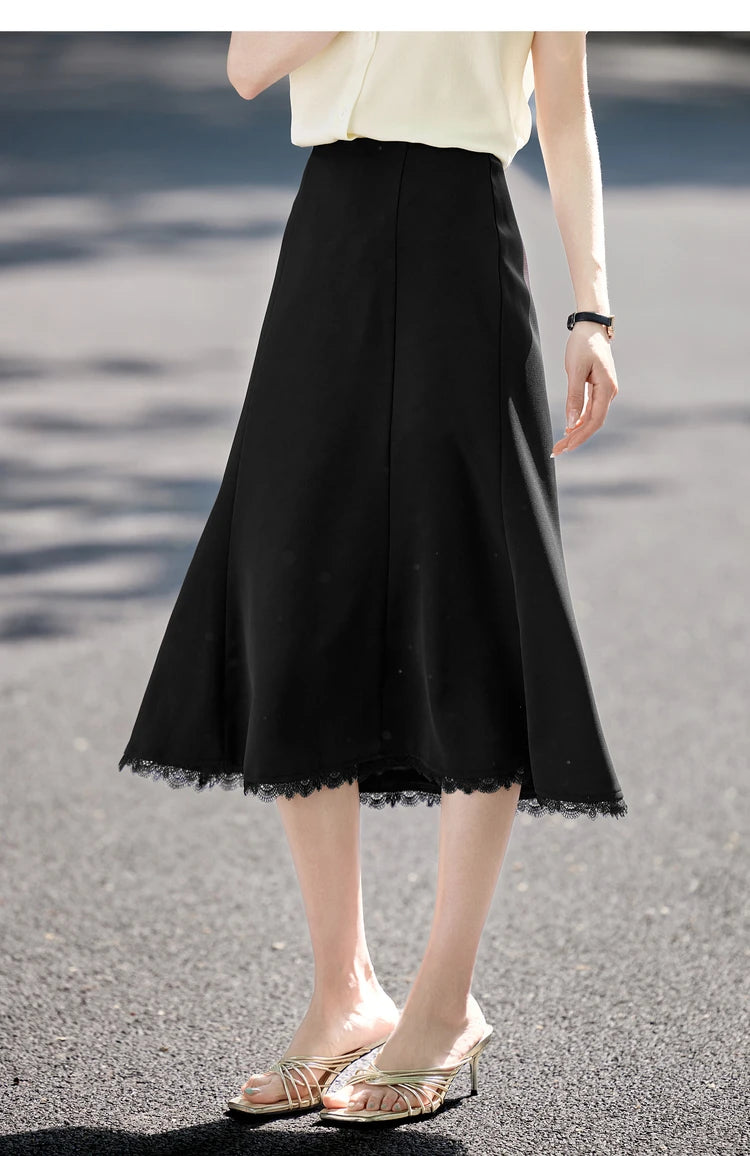 Damen Sommer Rock mit hoher Taille im eleganten Fischschwanz-Stil