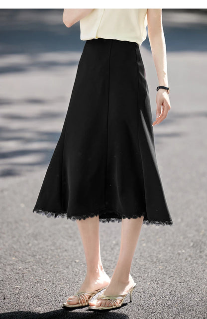 Damen Sommer Rock mit hoher Taille im eleganten Fischschwanz-Stil