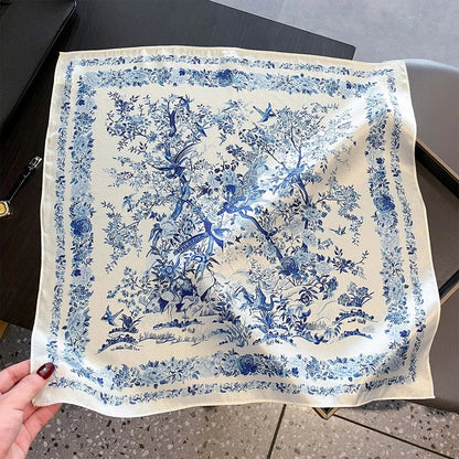 Damen Seidenschal 53cm klein quadratisch Haarband Kopftuch Halstuch Bandana D