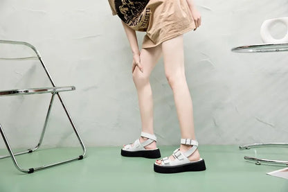 Aiyuqi Sandalen Frauen echtes Leder 2024 neue Sommer offene Frauen Strands andalen Keil Mode Damen Sandalen