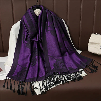 Damen Winterschal Kaschmir Plaid warm Pashmina Bandana Quaste B