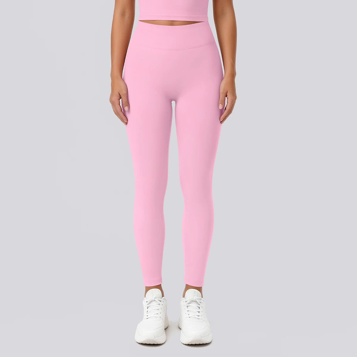 Hamidou Yogahose für Damen: hellrosa High-Waist-Leggings, eng anliegend