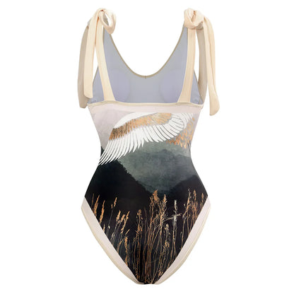 Damen Badeanzug Leopard Spleiß V-Ausschnitt mit Rock Monokini