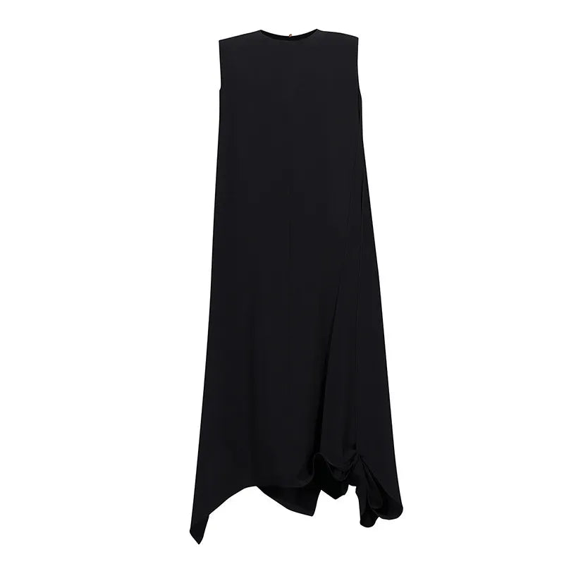 Sommerkleid Damen Armenlos Mit Plissee Und Taillenakzent