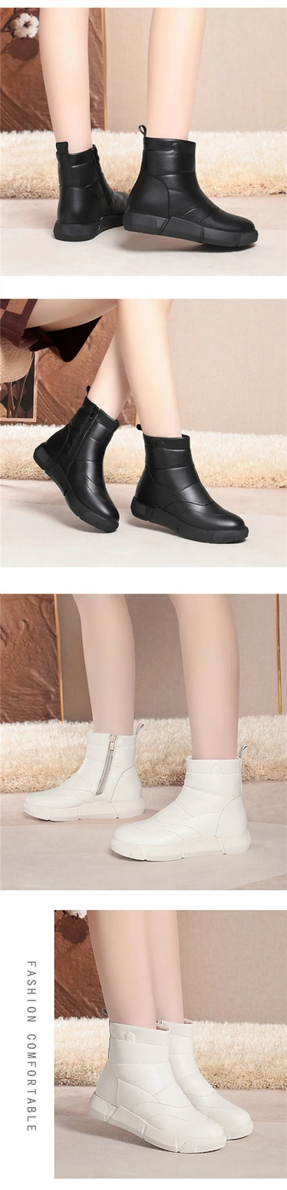 Damen-Winterstiefelette mit Kunstfellfutter und Profilsohle, kurzer Schnitt, schwarz