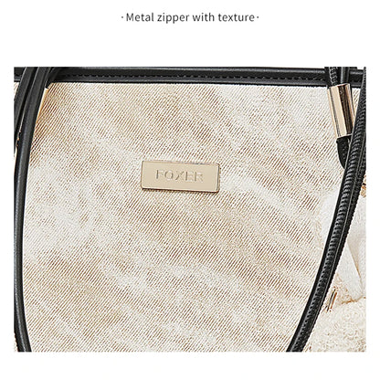 Damen Schultertasche Aus PVC-Leder Mit Reißverschluss Und Anhänger
