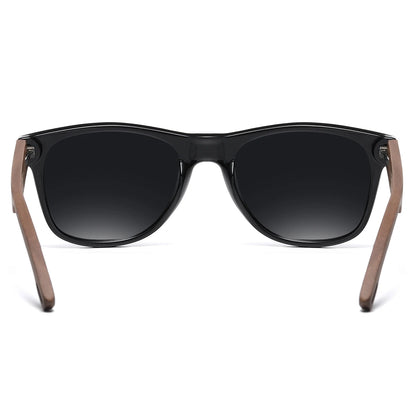 Sonnenbrille Walnussholz schwarz polarisiert UVA/B umweltfreundlich Herren