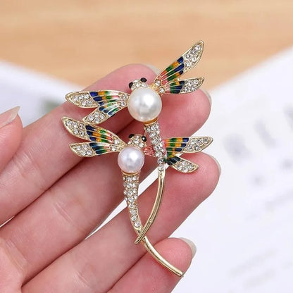 Brosche Libelle Vintage Insekt Kristall Groß Hochzeit Schmuck Damen