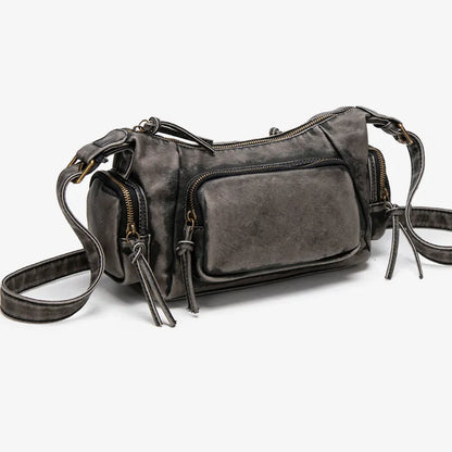 Damen-Hobo-Tasche aus Leder im Vintage-Look mit Mehrfach-Fächern und Tassel-Reißverschluss Alltagsbegleiter