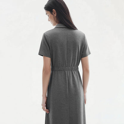 Business Elegant Kleid Für Damen Mit Elastischer Taille Und Kragen