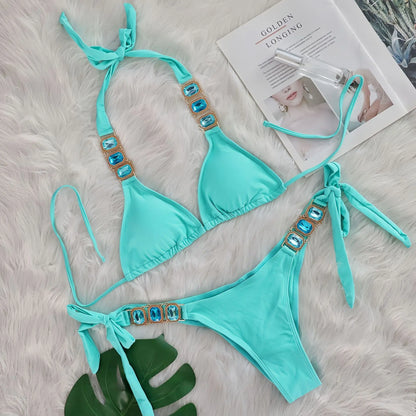 Brauner Push-Up-Bikini im brasilianischen Stil für Damen – ideal für Strand und Pool