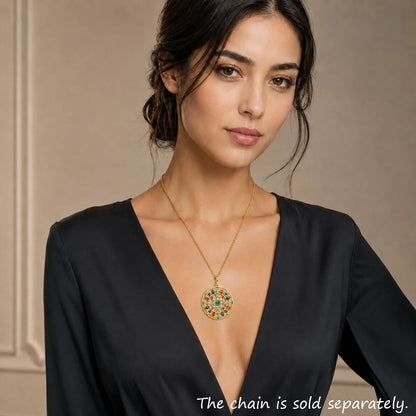 Damen-Charm-Anhaenger Amulett golden bunt aus Sterlingsilber