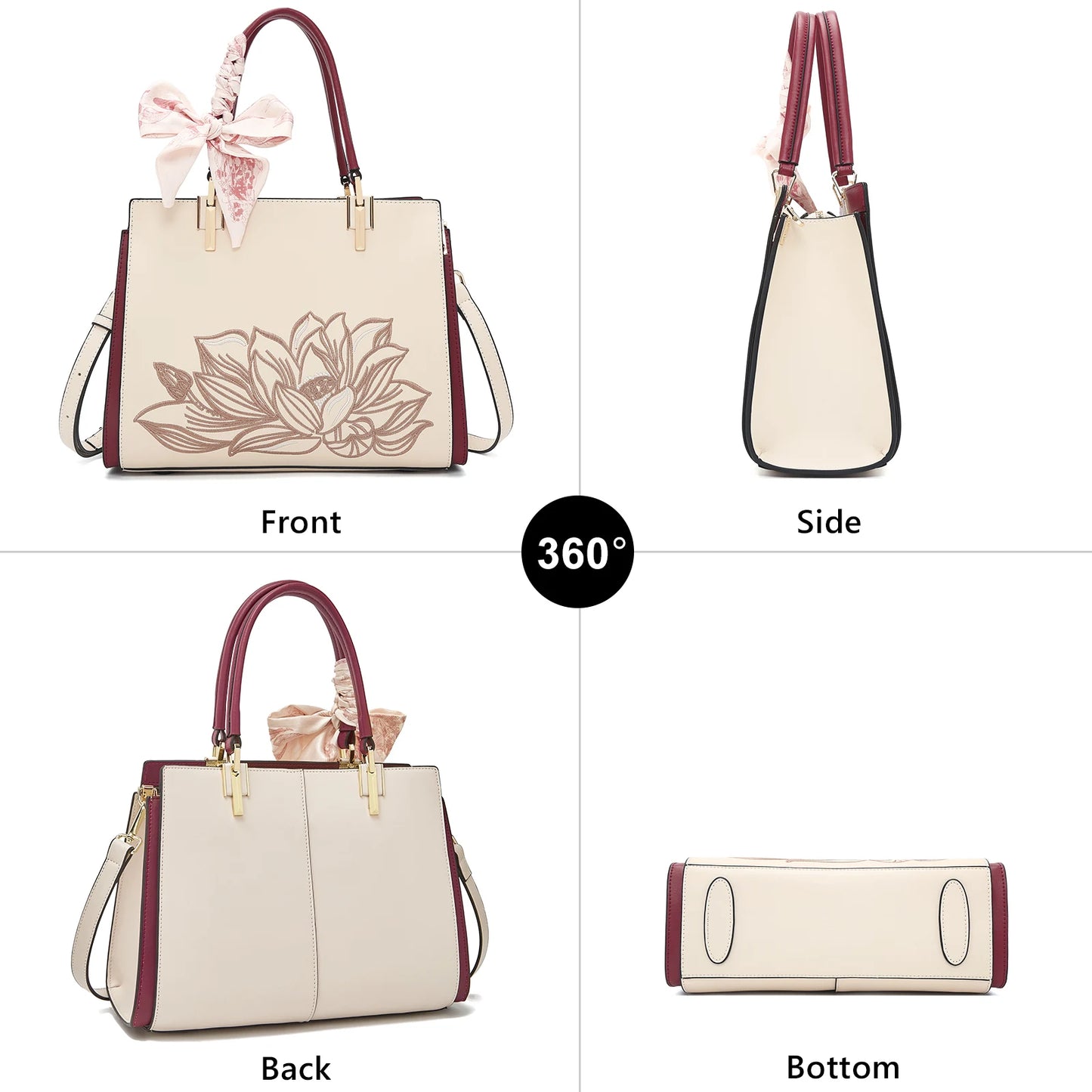 Damen Tasche Aus Splitleder Mit Reißverschluss Im Chinesischen Stil