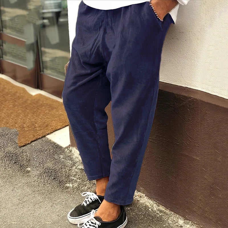 Leichte Herren-Eis-Seidenhose mit elastischem Bund – lockere, gerade Freizeithose für Sport und Alltag