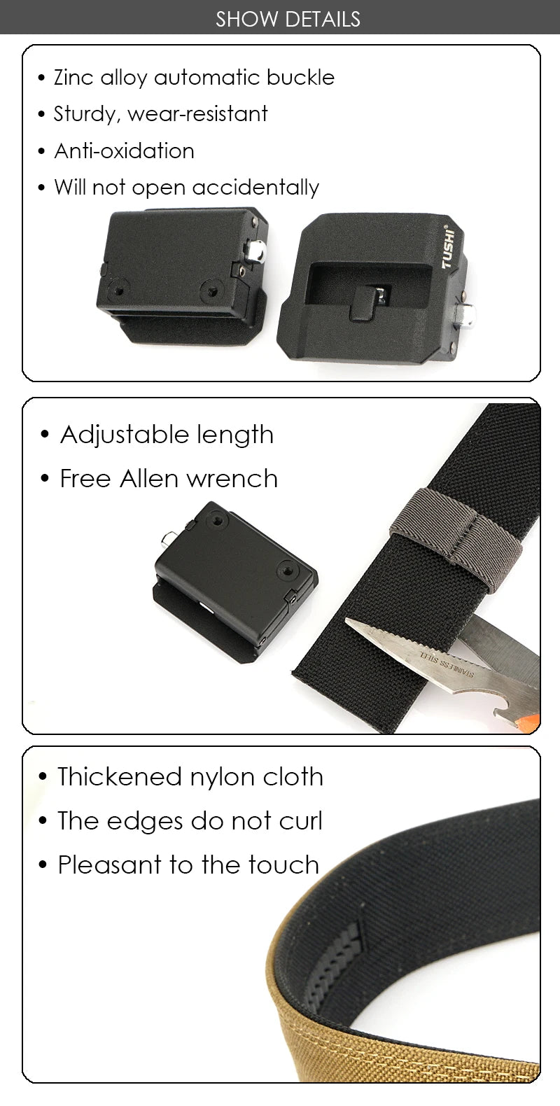 VATLY Rigid Tactical Gürtel Herren Nylon Automatik-Schnalle EDC IPSC