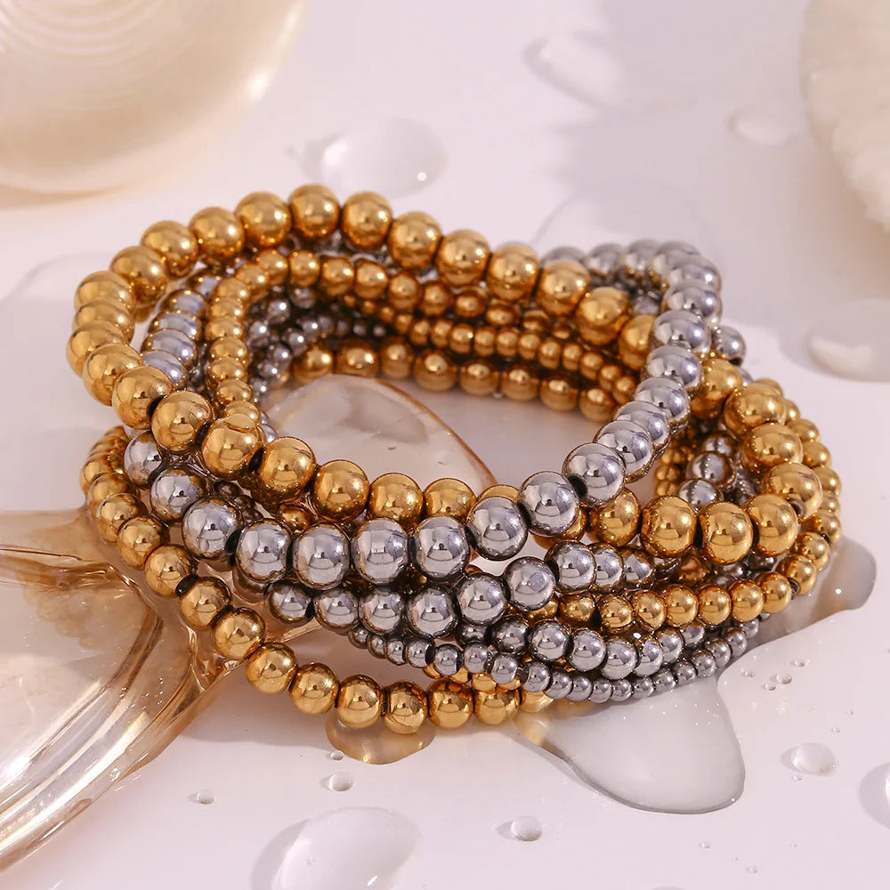 Damen-Perlenarmband mit Farbverlauf aus Edelstahl